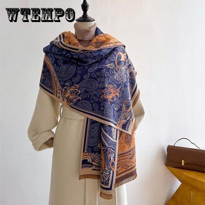 Cachecol de luxo em jacquard, estilo all-match de inverno, envoltório de pescoço quente versátil, xale de cashmere para moda empresarial, cachecol unissex tecido