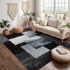 RAKKS Modern Geometric Area Rug Soft Black Gray Abstract Grid Office Living Room Sofa Floor Mat Study Game Carpet Home Decor