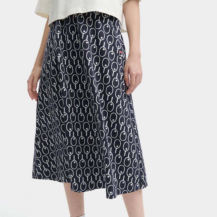 FILA All-Over Print Mid-Rise Straight Knit Maxi Skirt Women skirts Black F11W349301F-ZA
