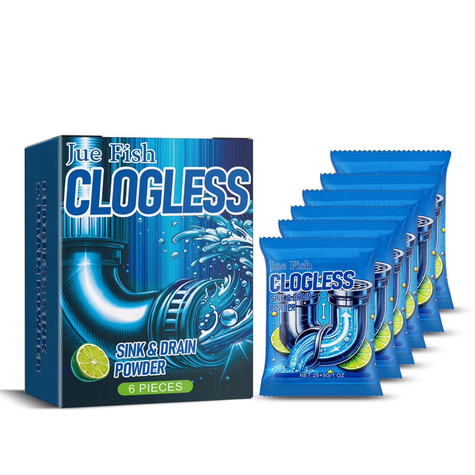 

Jue Fish Drain Cleaning Powder (6pcs) for Kitchen and Bathroom Drains - Cleans and Unblocks Drains, Removes Blockages