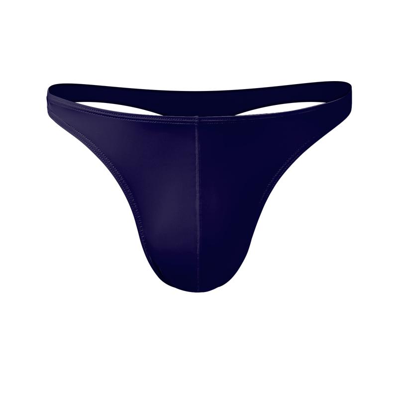 Men's Low-Waist Pure Color U-Convex Elastic Tight Sexy T-Panties Ice Silk Slippery Butt-Revealing Thong Breathable T-Pants