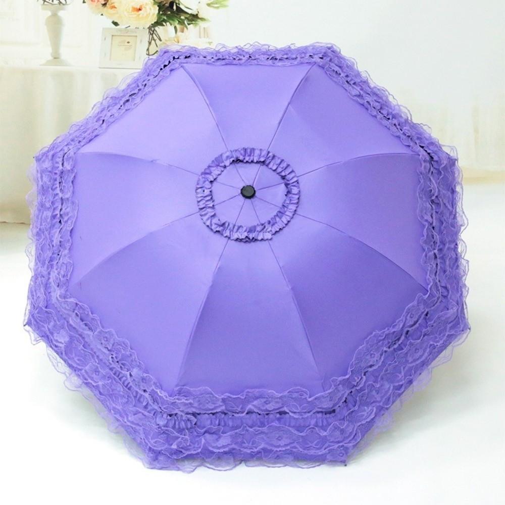 Vintage Lolita Folding Umbrella Thickened Anti-UV Protection Lace Sun Umbrella Photo Props Portable Princess Female Parasol