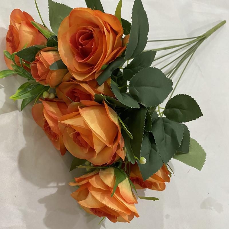 

Artificial Rose Bouquet 10 Stems Flower Wedding Floral Home Gift Decoration Orange