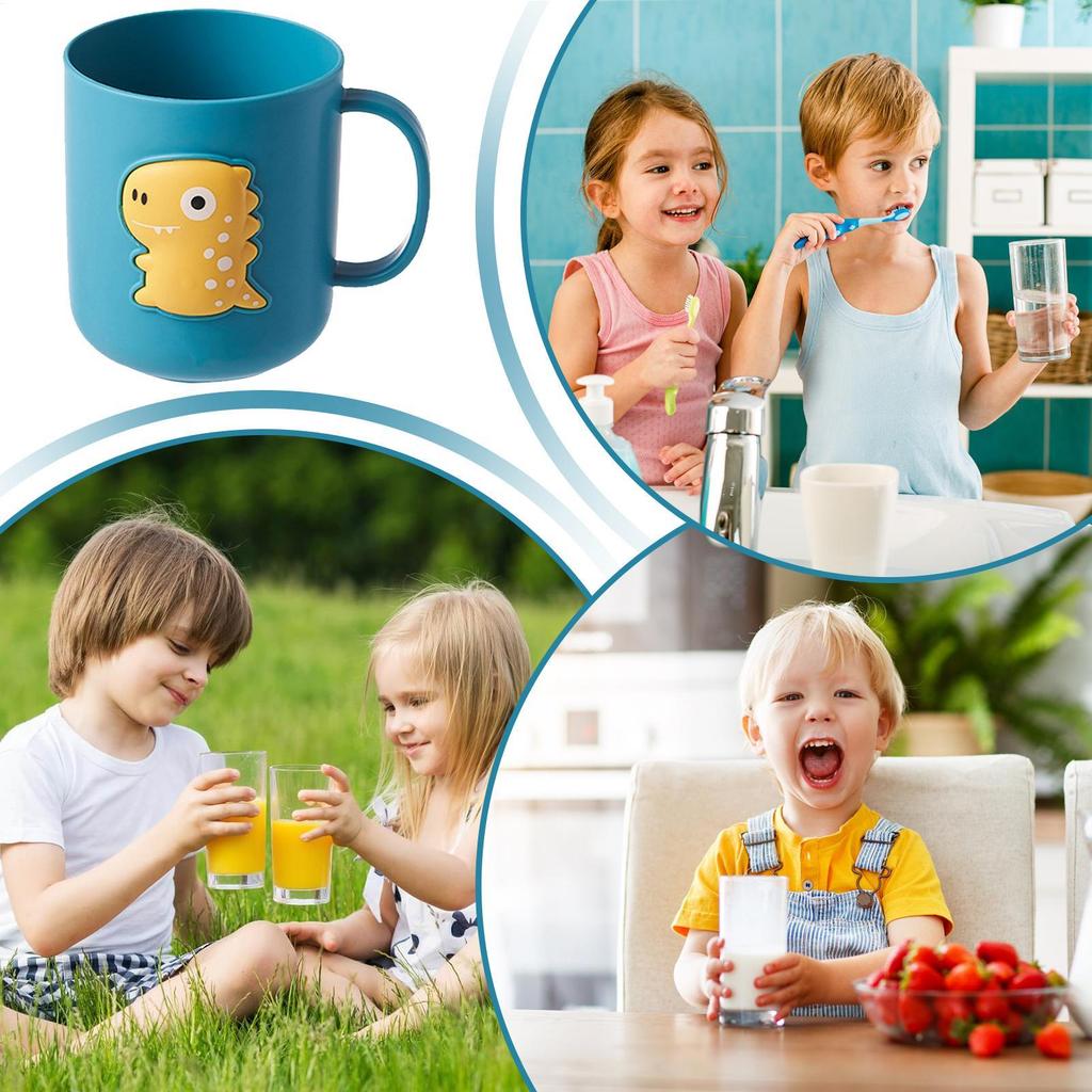Bathroom Toothbrush Holder 400ml Dinosaur Unbreakable Drinking Portable Drinking Cup for Children Boys Girls Kids Toddler