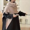 Damen Übergroßer Koreanisch Inspirierter Dreiecksschal & Cape - Elegant Einfarbig Winterliche Wärme, Weiche Wärme für Büro, Party
