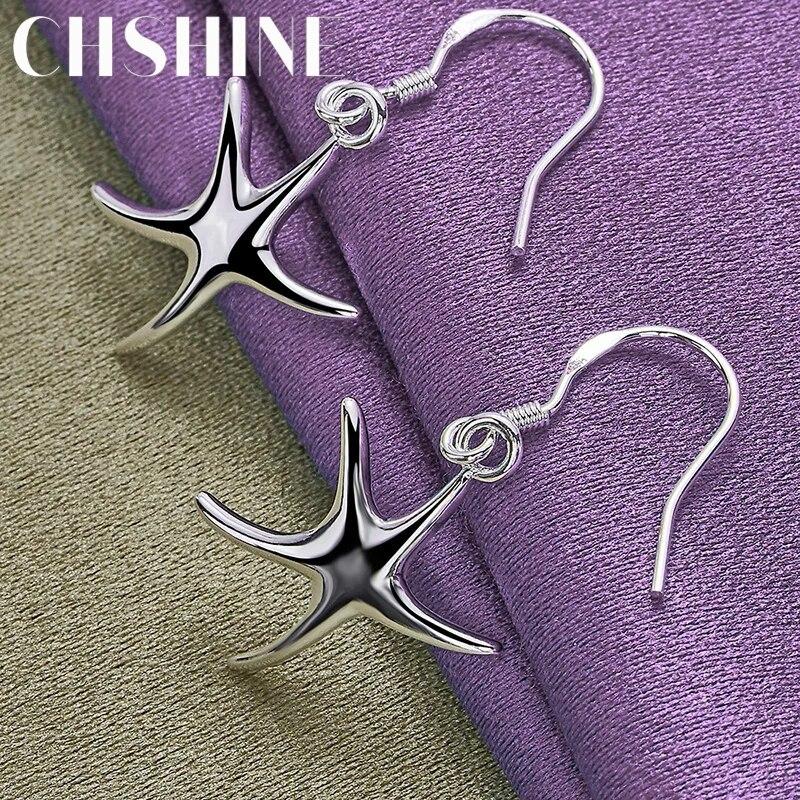 CHSHINE Náušnice z mincovního stříbra 925 ve tvaru hvězdy pro ženy Svatba Zásnuby Módní Šarm Šperky