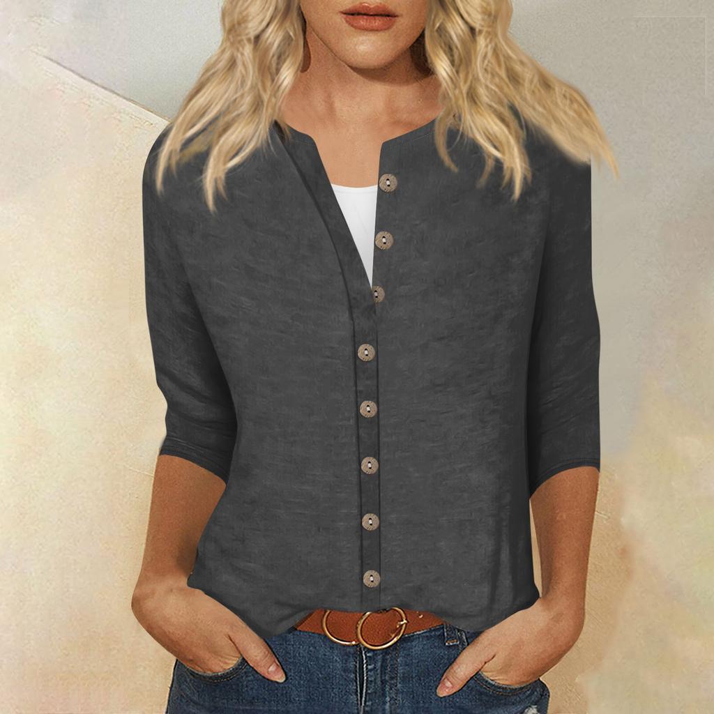 T-shirt ample à imprimé à manches 3/4 et col rond pour femme