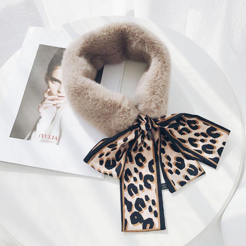 Women Fake Collar Tie Winter Faux Fur Woman False Collar Girls Detachable Fur Collar Ribbon Warm Scarfs for Ladies Neckerchiefs