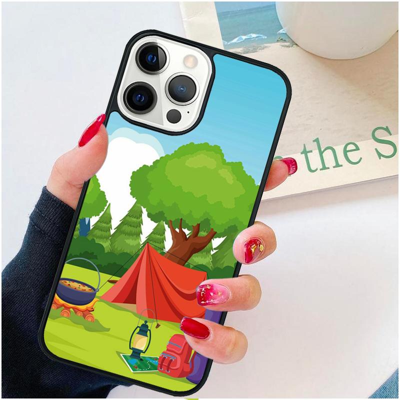 Nature Camping Art Phone Case For iPhone 17 Air 16 pro max 15 14 plus 12 13 Soft Bumper Shell Cover coque