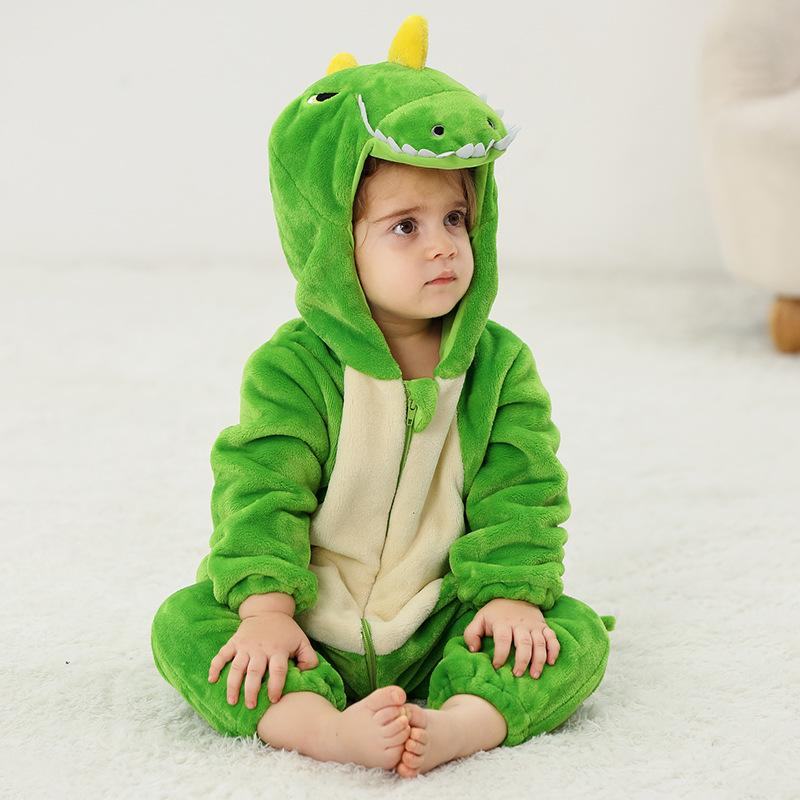 MICHLEY New Autumn and Winter Flannel Climbing Clothes Baby Pajamas Children's Class A Flannel Animal Onesie
