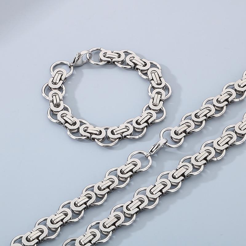 Personalized Hip Hop Rock Emperor Chain Circle Bracelet Trendy Byzantine Flat Stainless Steel Men's Bracelet