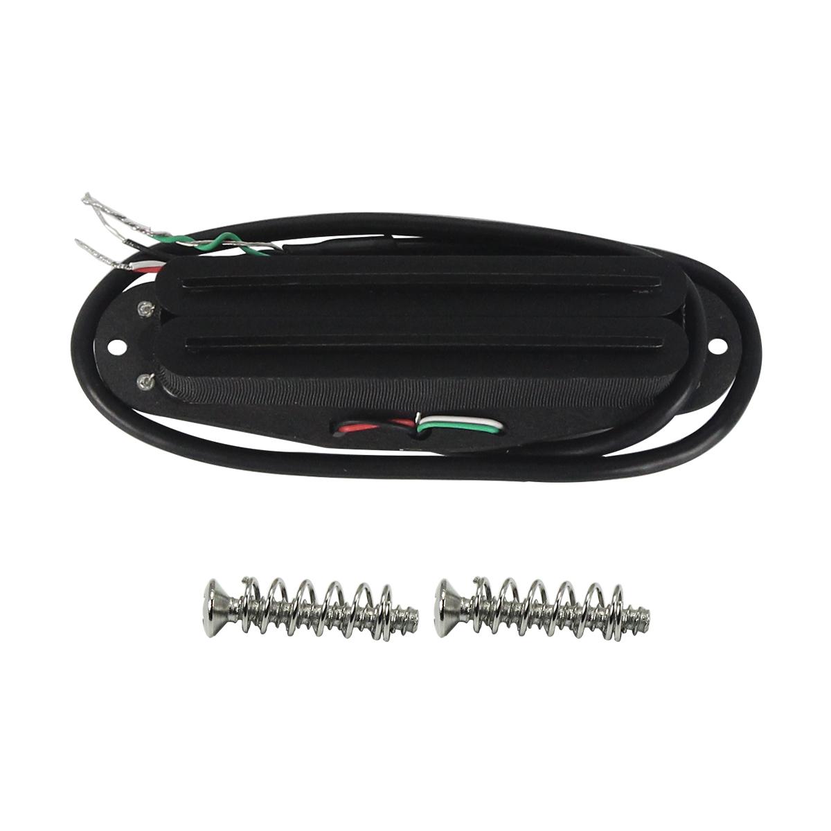 FLEOR Full Black Alnico 5 Hot Dual Rails Pickup Mini Humbucker Pickup 4 Conductors for ST/SQ Guitar