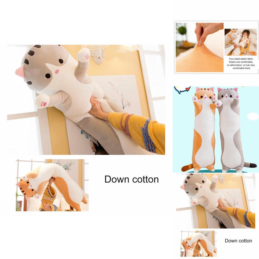Adorabile Peluche Lungo di Gatto Morbido Cuscino Gattino Imbottito Perfetto Per il Comfort del Sonno dei Bambini