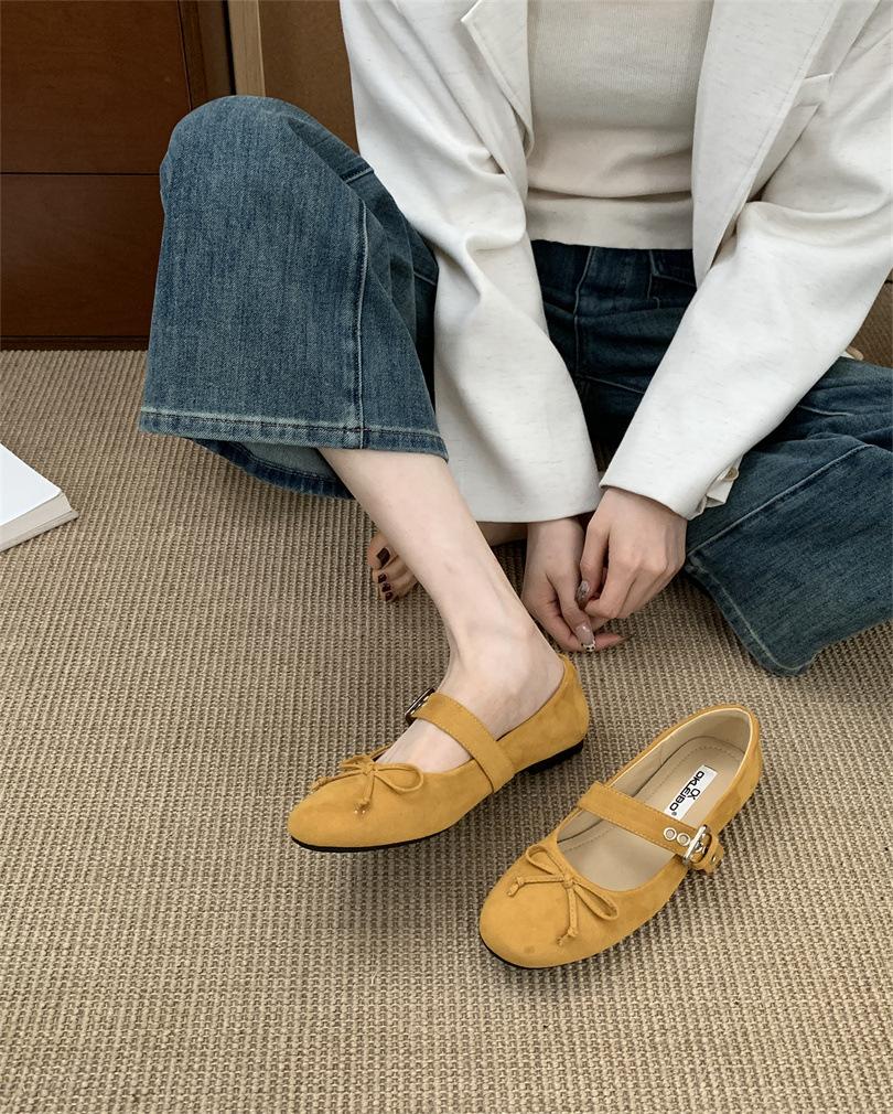 Flat Bottom Round Head Design Single Shoes Women's Shoes 2025 New Spring and Autumn Bow Gentle Ballet Mary Jane Shoes