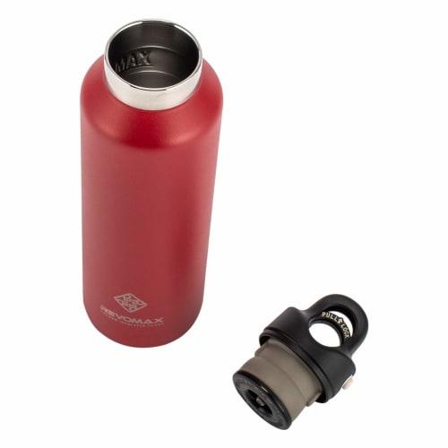 REVOMAX2 Stainless Steel Water Bottle, 592mL, One-Touch Vacuum Insulated, Keeps Hot or Cold Water, Suitable for Carbonated Water, Fire Red, DWF-20427B