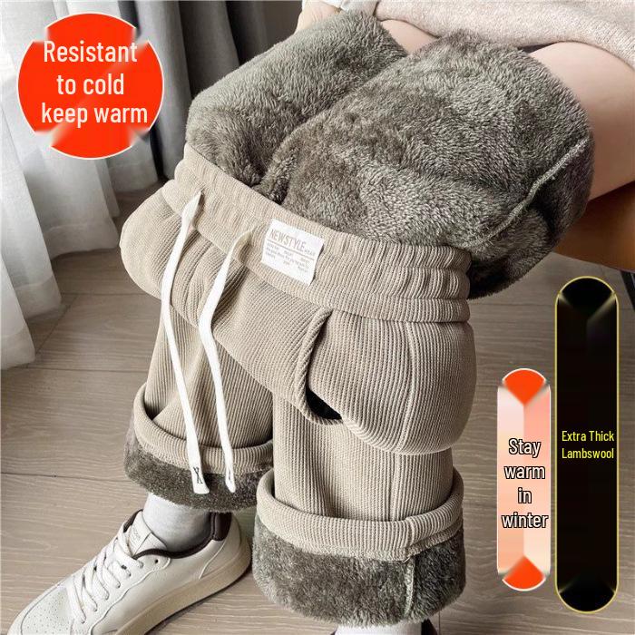 

Women s Autumn/Winter Bestseller: 2025 New Style Extra Thick Lambswool & Chenille Fleece-Lined Wide-Leg Pants 3XL