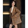 Demana Sweet Lapel Double-Breasted Plaid Winter Coat