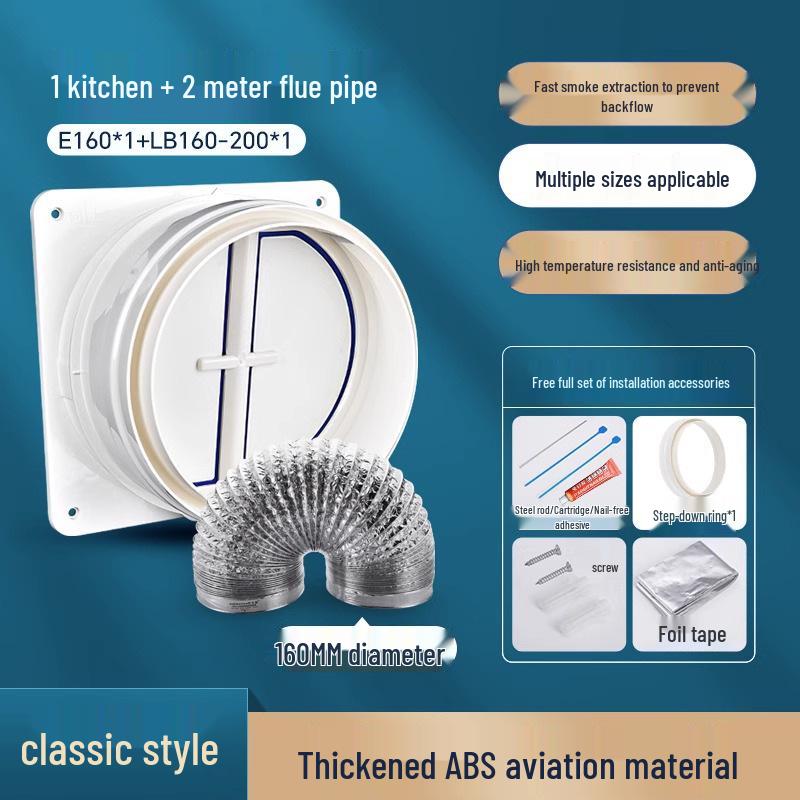 Universal Submersible Range Hood and Bathroom Flue Check Valve for Smoke Prevention