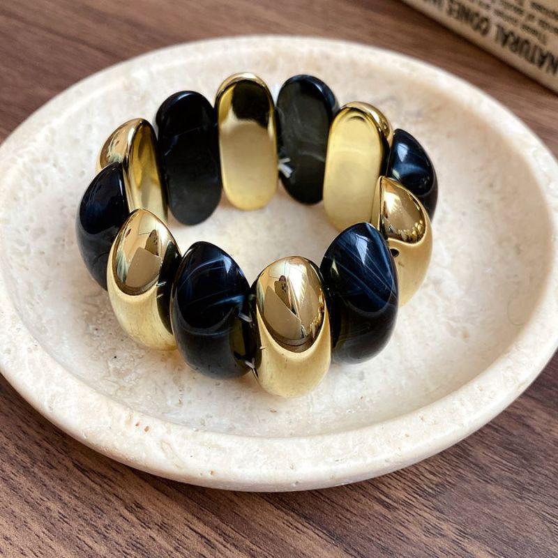 Bracciale Ovale in Acrilico Marmo Europeo e Americano - Pezzo di Gioielleria Retro alla Moda