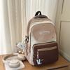 Lightweight Letter Nylon Backpack With Colorblock Design For Unisex Daily Use