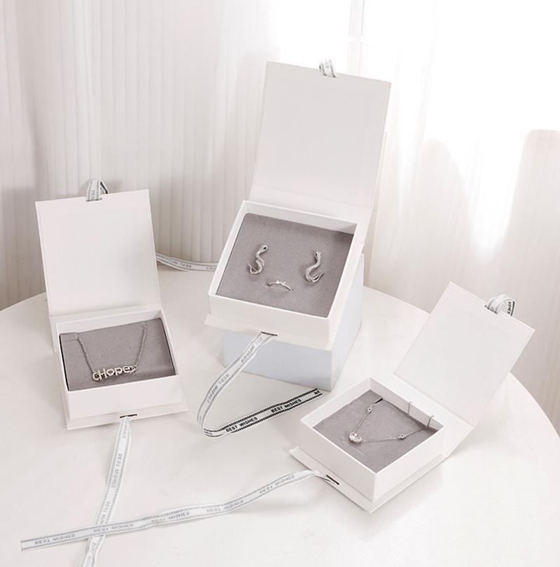 Bow Ribbon Paper Jewelry Box Necklace Earrings Bracelet Ring Storage Organizer High-end Flip Gift Jewelry Packaging Box Joyero