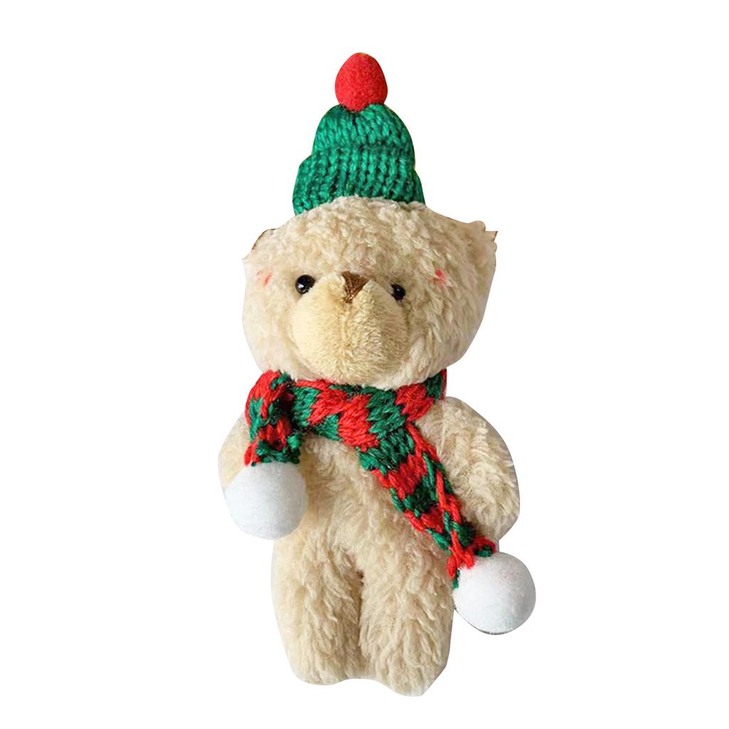 Lovely Cartoon Bear Doll with Christmas Scarf Hat Cake Decoration Plush Animal Stuffed Toy for Kid Girls Children Gift