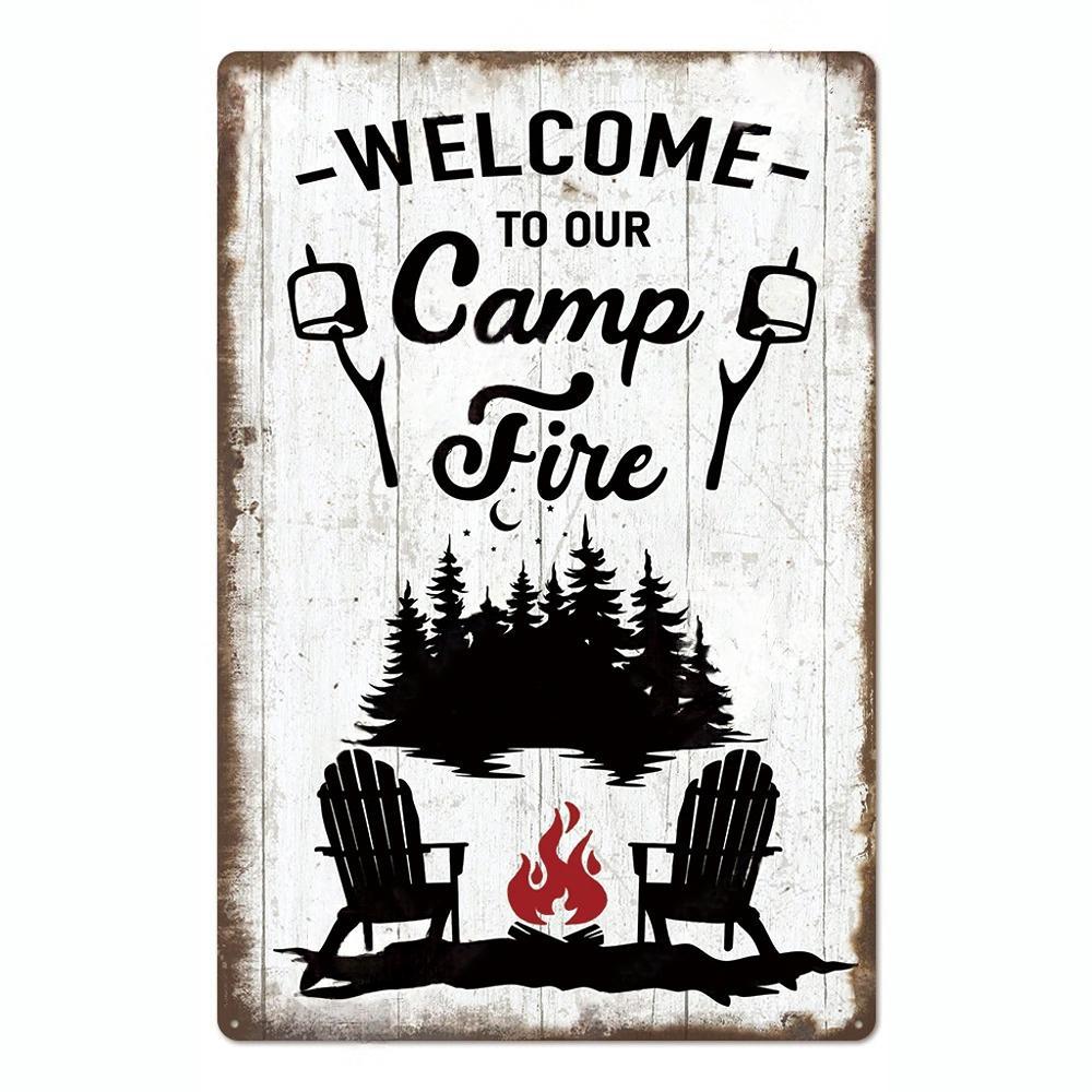 Camping Metal Posters Tin Sign Decor Vintage Plaque Metal Plate Retro Posters Wall Art Decor for Trip