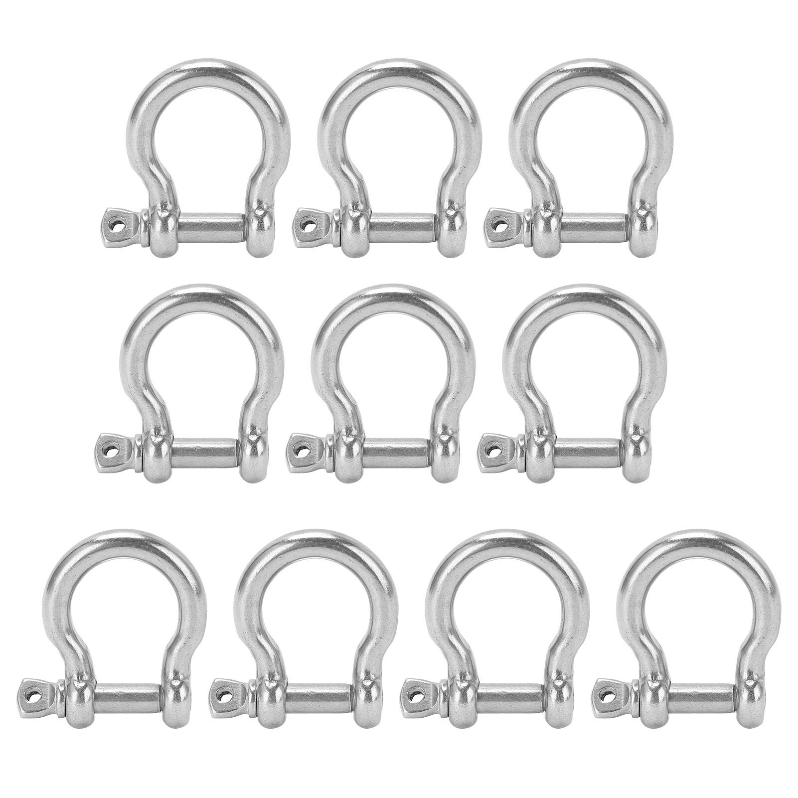 

10Pcs Bow Shackle D Anchor Load Stainless Steel UShape for Camping Hiking Climbing M5