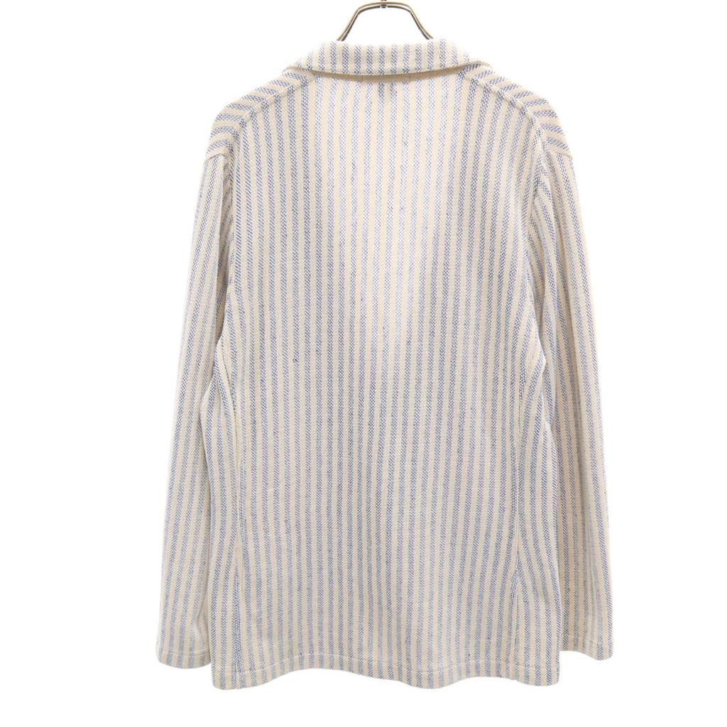 LARDINI Made In Italy Striped Pattern Knit Tailored Jacket M Ivory Men's Used