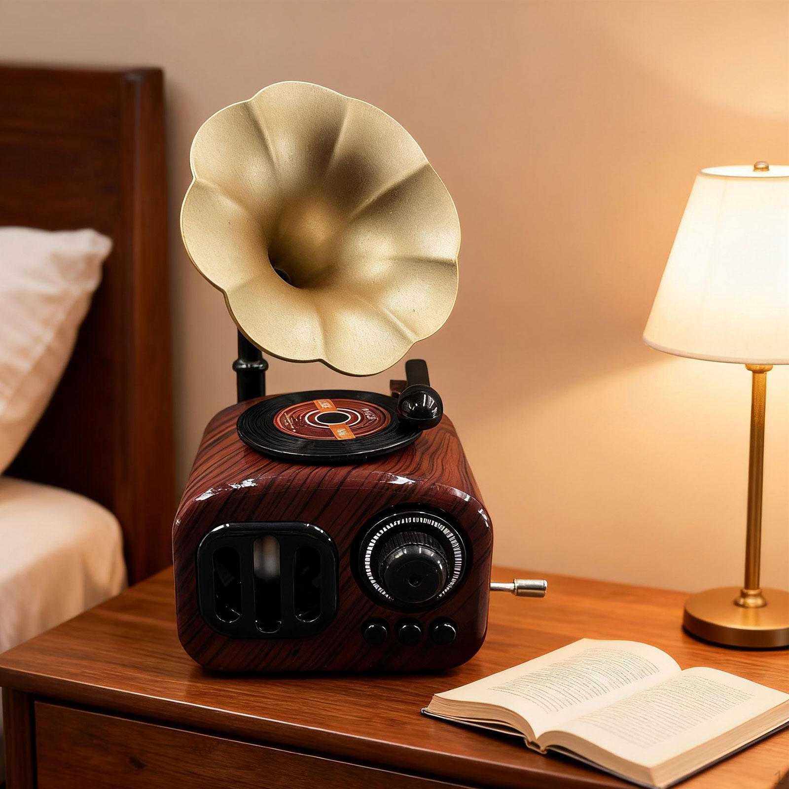 

Phonograph Music Box Antique Decorative Decoration Record Player Gramophone Art for коричневый