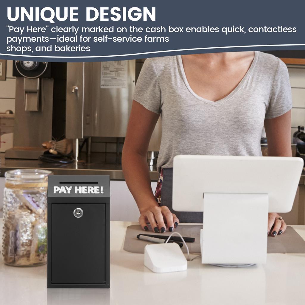 Wall Mounted Metal Donation Box with Lock and Key Safe Outside Cash Drop Box Easy Install for Wall Door Outdoor Cash Box