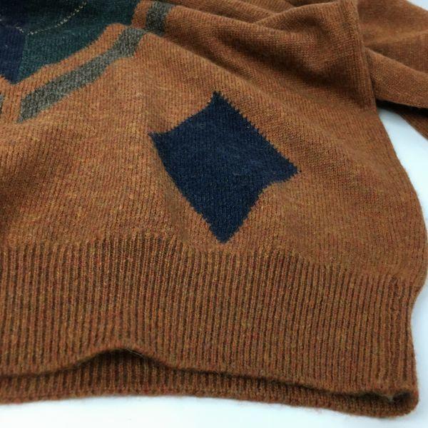 Pringle Argyle Knit Sweater Brown Size ML(USED)
