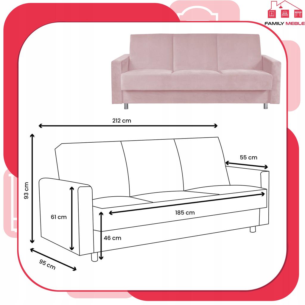 Sofa Sofa Alicja Sofa Bed Bonell Bed Family Furniture Pink