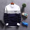 Herren Color Block Streifen Rundhals Langarm Schlank Gestrickter Pullover Pullover Oberteil