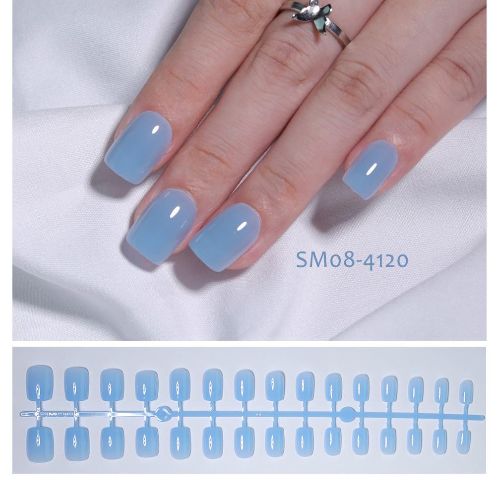 Autumn & Winter Solid Color Short Square Nails - 30 Pre-made Pieces in Striped Bag