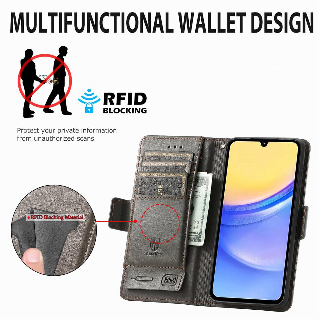 For Samsung Galaxy A15 4G/A15 5G Phone Cases CASENEO PU Leather Cover Stand with RFID Blocking Wallet