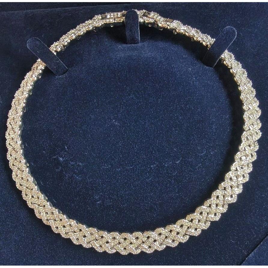 Used SWAROVSKI Swarovski Diamante Necklace Choker Braid