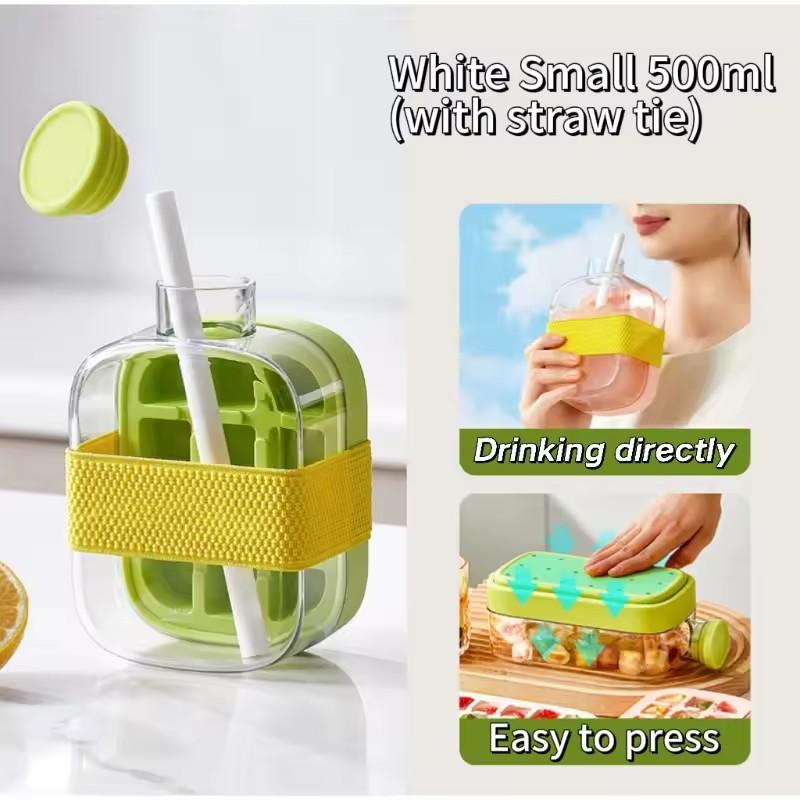 

500/800ml Ice Maker Cups with Straws Creative Ice Cube Tray Bottle Large Capacity Fitness Ice Cup Kettle Accessories for Kitchen
