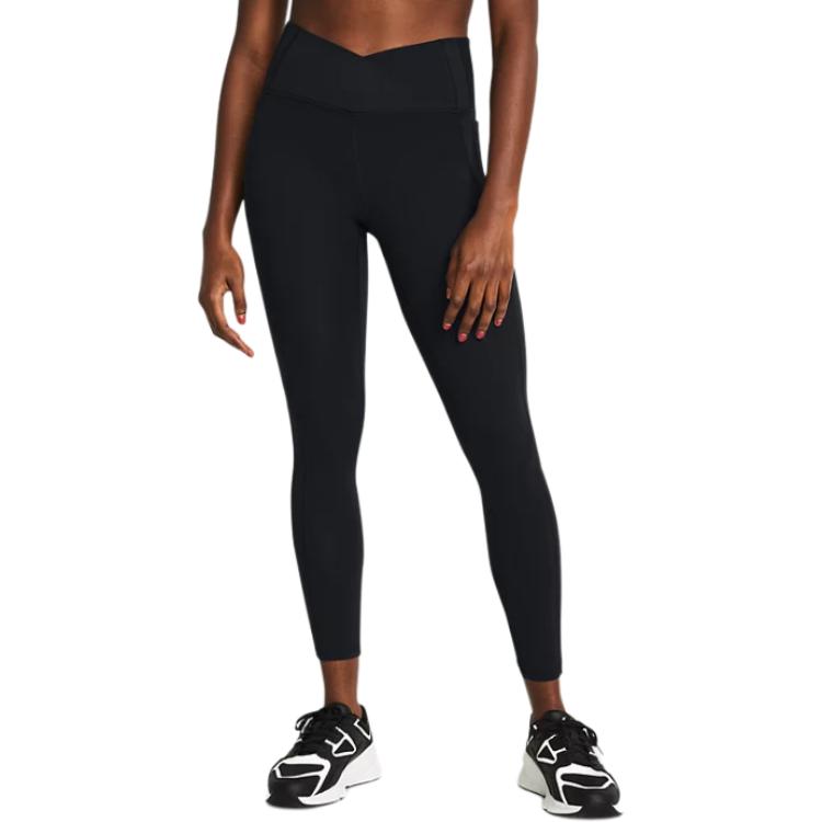 Under Armour UA Meridian Crossover Leggings da Donna a Vita Alta, Vestibilità Aderente, Monocolore, Nero 1383604-001