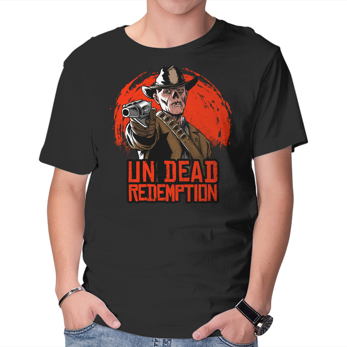 Unisex Crew Neck T-Shirt Undead Redemption Graphic Short Sleeve Casual Tee XL