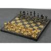 Brass Metal Chess Board Set With Velvet Storage Box-Hand Carved, Glossy Polish- Best For Home Decor & Gifting - Modern Classic Design (12X12 Inch)