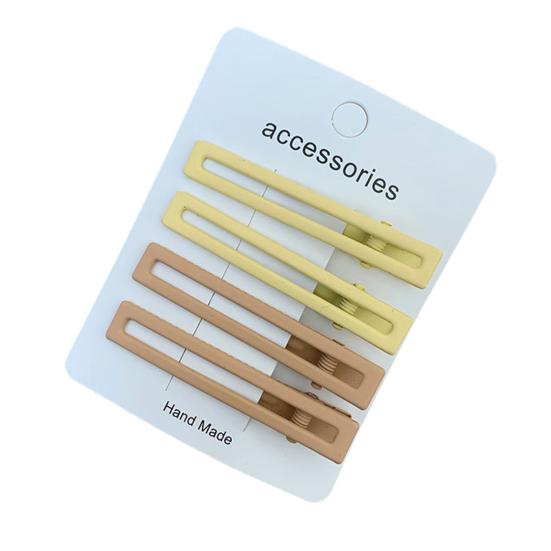 

4Pcs Hairpins Matte Texture Wavy Rectangular Design Hair Clips with Tight Teeth Strong Hold Hair Pins Daily Use Hair Accessories G
