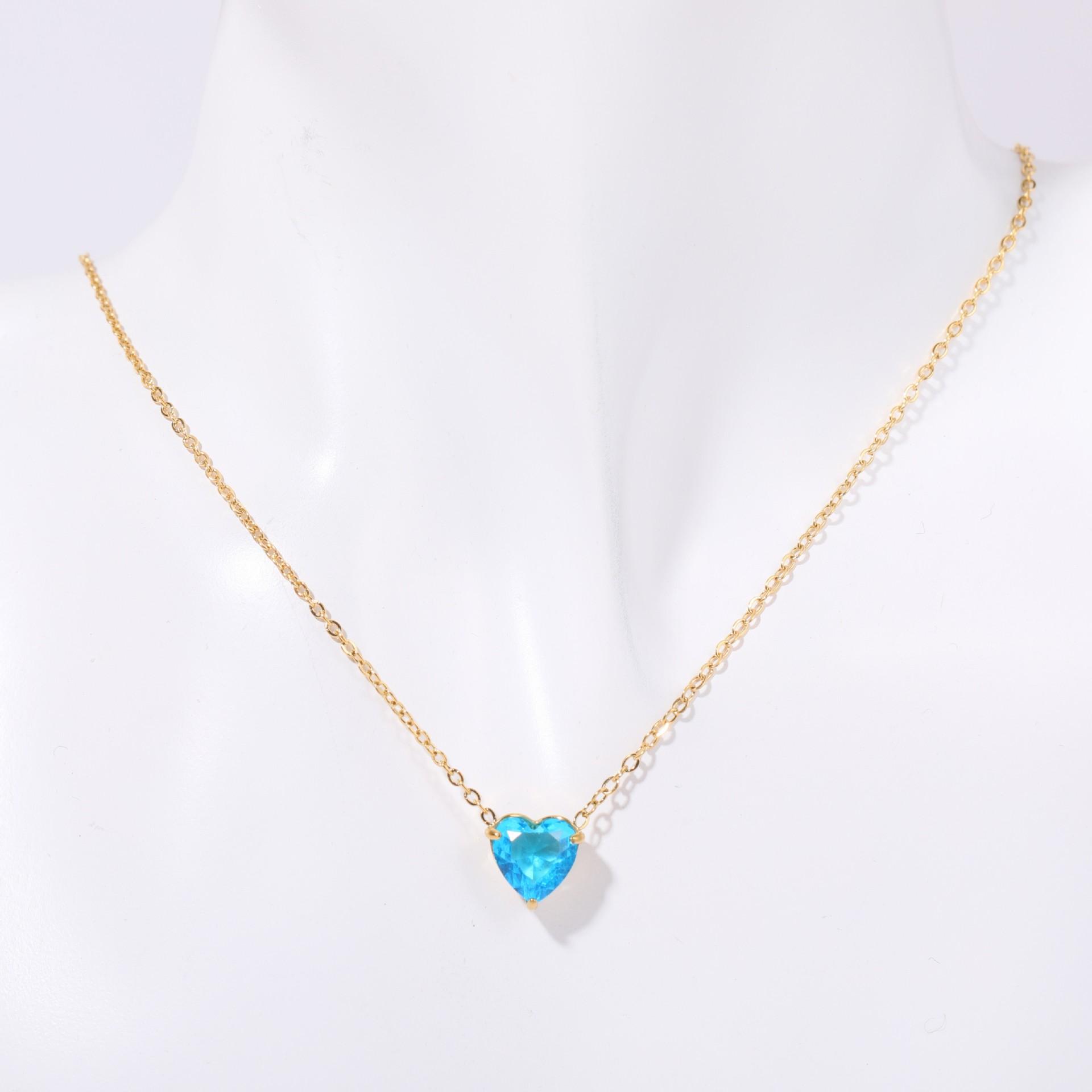 

Titanium Steel Twelve Birthstone Necklace Hot Selling 12 Birthstone Love Pendant Necklace Moon Stone