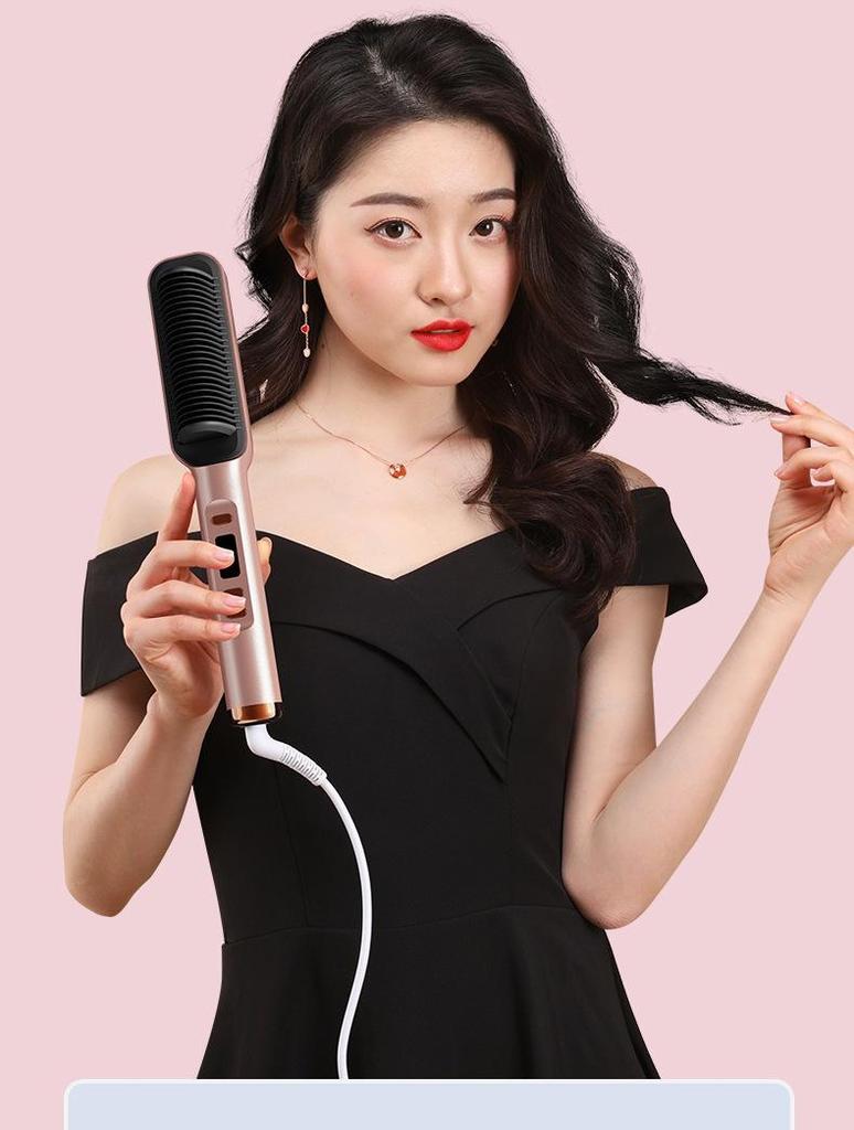 Negative Ion Dual-Purpose Hair Comb: Straightens & Curls Without Damage