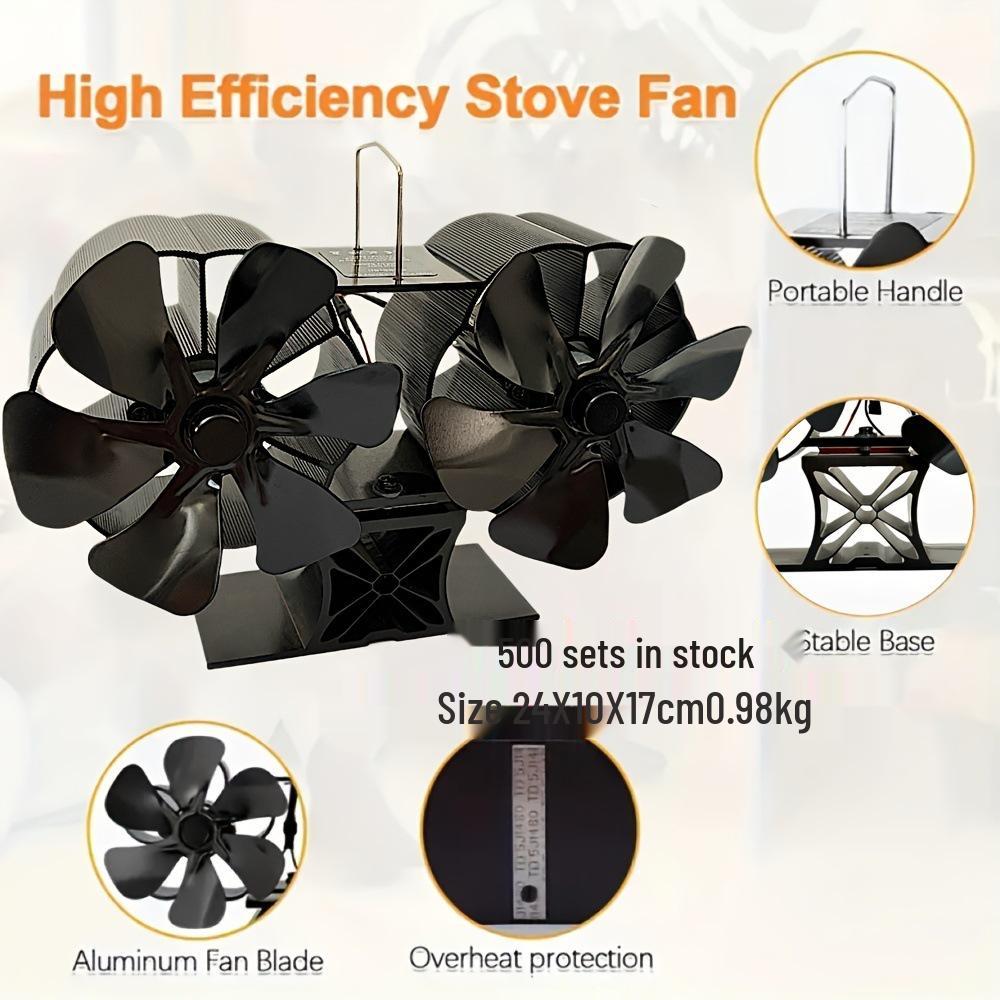 Dual-Headed Thermoelectric Fireplace Fan чёрный