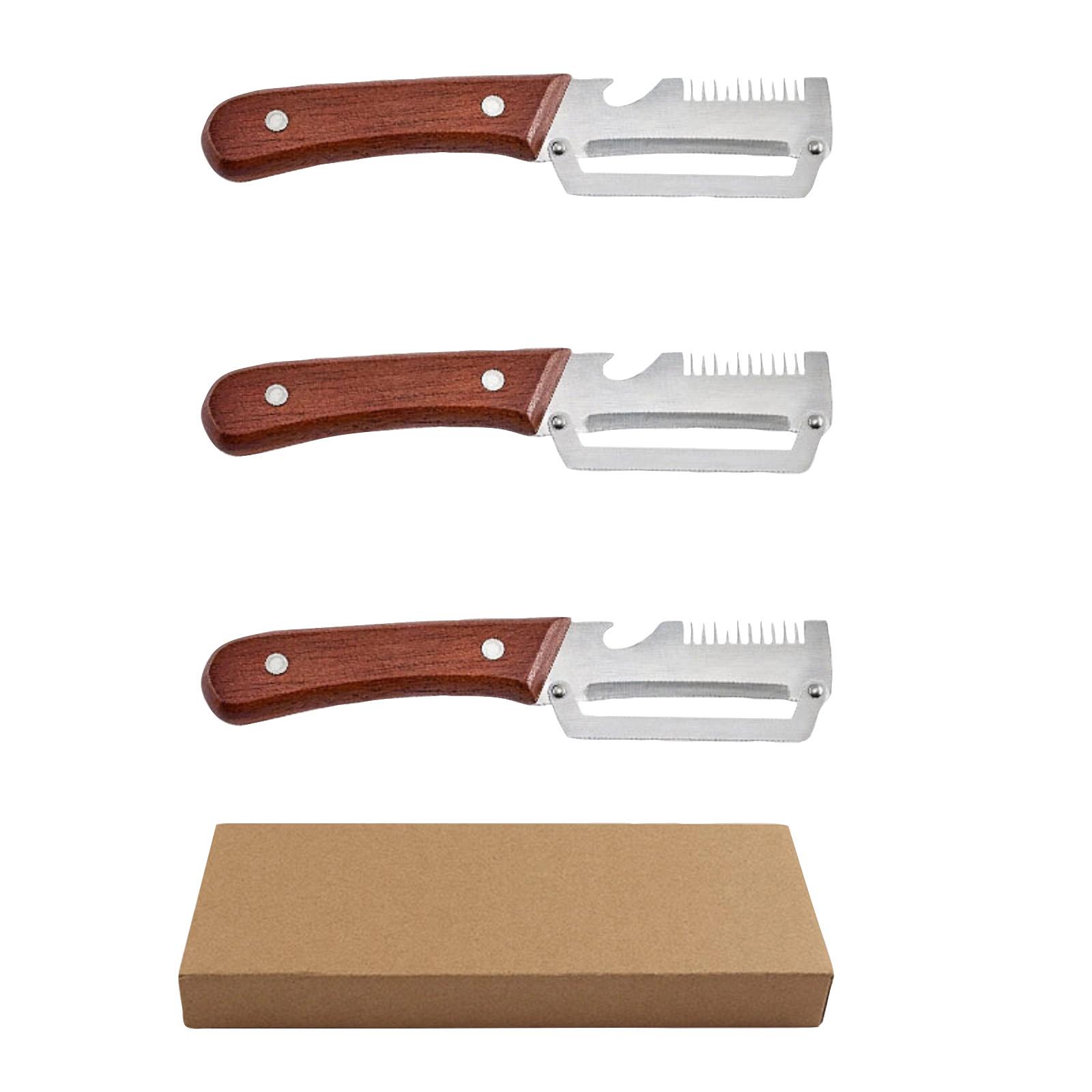 

3 Pack Multipurpose Peeler Set Stainless Steel Blade with Wooden Handle for Kitchen Fruit Vegetable Sugarcane Peeling Tool Household Use One Size