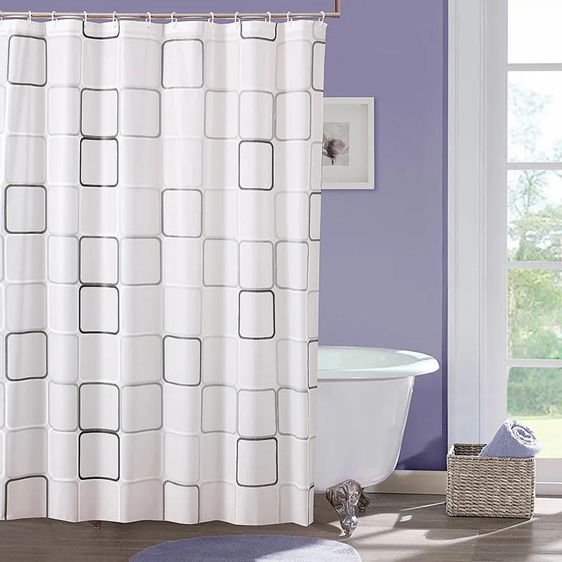 1pcs  Semi Sheer Lightweight Bath Print Shower Curtain Ptinted Leaf Shower Curtain Liner Water Repellent Bathroom Curtains