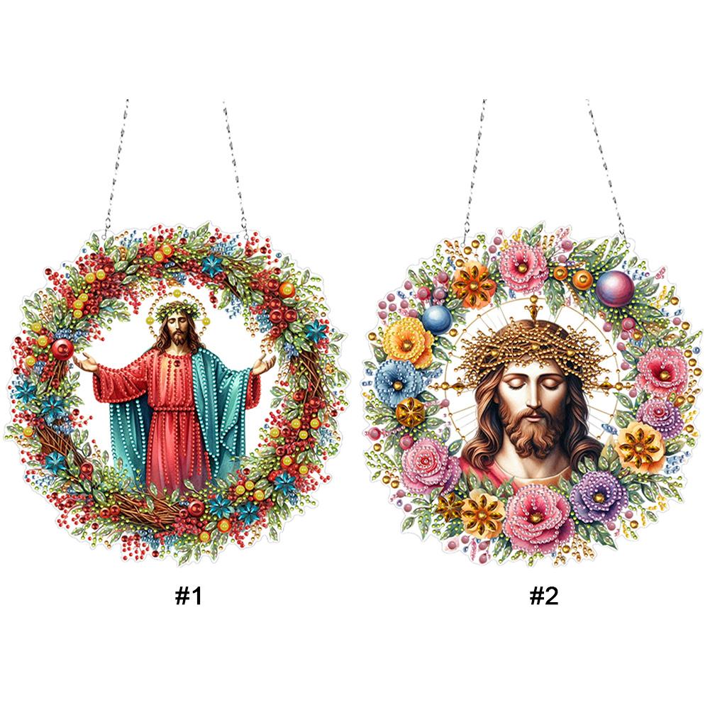 Acryl Spezialform Jesus Glaube Strass Diamant Kunst Anhänger Diamantmalerei Hängeanhänger für Garten Fenster Dekoration