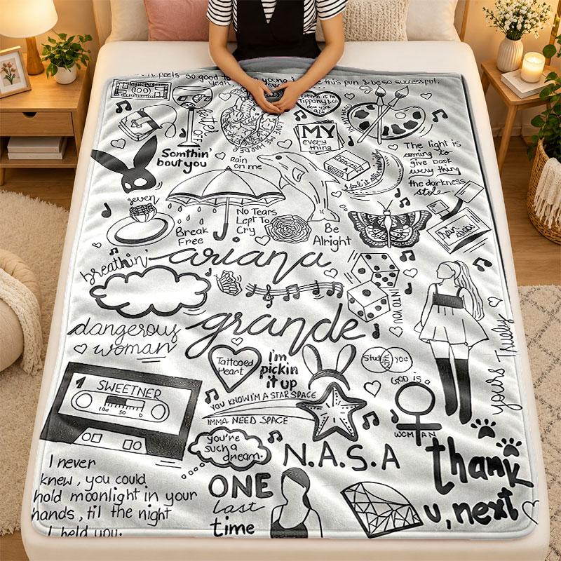 Flannel BlanketAriana Grande Warm Soft Throw Blanket for Indoor Sofa Bed Living Room Use