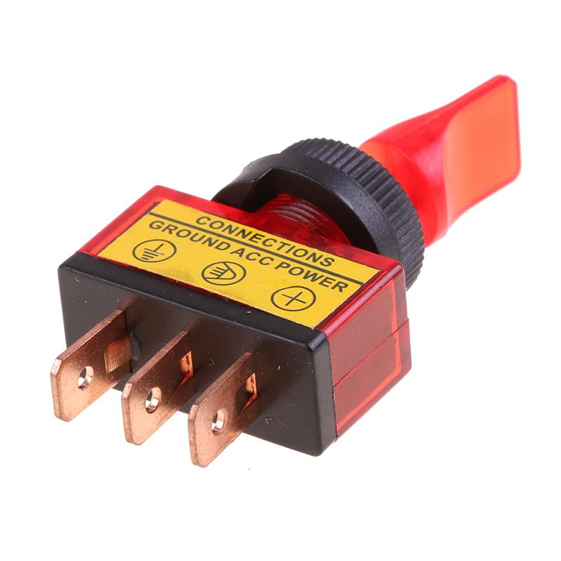 12V Led Toggle Switch 3-Pin 10A 3-Pin Asw-14D Short Handle With Led Lights Waterproof